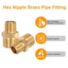 sourcing map 2pcs Hex Nipple Brass Pipe Fitting, 1/4 NPT