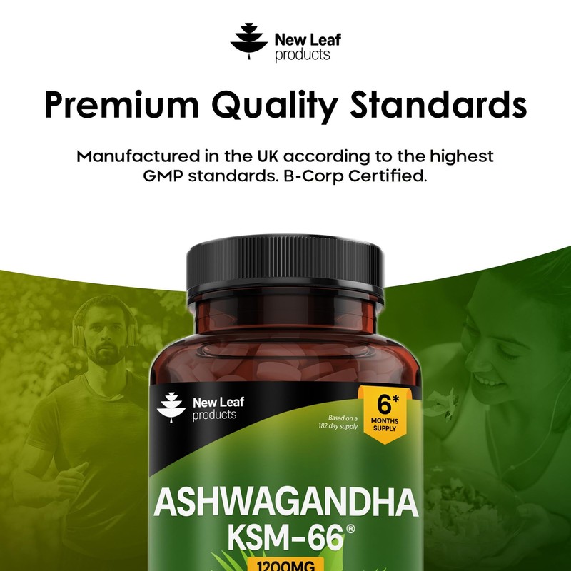 Ashwagandha KSM 66-365 (6 Months Supply) 1200mg Vegan Tablets Pure