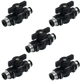Litoexpe 5 Pcs 6mm Pneumatic Ball Valve, Push to Connect Ball Valve PVC Air Flow Control Valve Air Fittings Straight Quick Connect Union Air Quick Connect Air Hose Fittings
