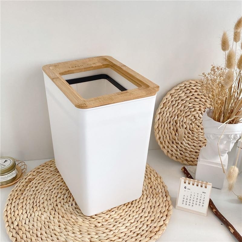 tricolor Plastic Trash Can with Invisible Bag Ultra-Slim Space-Saving Trash