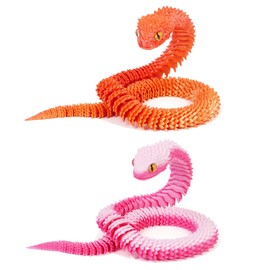2 PCS 3D Printed Snake, Fidget Snake, 3D Printed Animals, 3D Printed Toys, 3D Printed Snake Collectable 3D Printed Animals for Home and Office Decoration, Great Gift for Animal Lovers