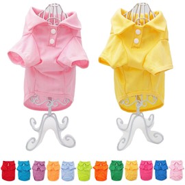 Pack of 2 Colors Dog Polo Shirt Cute Puppy Cat T-Shirt Solid Clothes Apparel for Small Pet (S: Length - 12", Pink Light and Yellow)