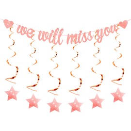 MDLLDM We Will Miss You Banner Leaving Party Decorations for Going Away Farewell Graduation Retirement Party Decorations Rose Gold