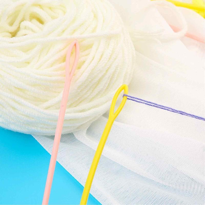 Plastic Sewing Needles 100 Pcs Large Eye Colorful Hand Sewing