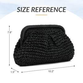 EVEOUT Straw Clutch Handbag for Women Summer Woven Dumpling Pouch Bag Straw Woven Crossbody Shoulder Bag for Party Vacation Beach Purse