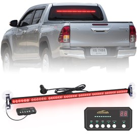 XRIDONSEN 35 inch Traffic Advisor Red Emergency Light Bar 48 LED Strobe Lights Safety Flashing Hazard Warning Lights Front/Rear Window w/Display Controller for Volunteer Firefighter Vehicles Fire POV