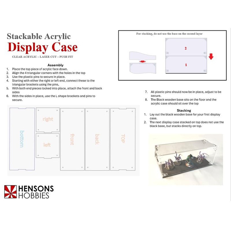 Acrylic Display Case with Wood Base, 250mm x 100mm x