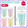 40 Set 12oz Pastel Gold Dot Paper Cup Sparkly Gold