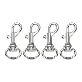 PATIKIL 4Pcs Swivel Eye Bolt Snap Hooks One End Flag Bolt Snap Clips Metal Hook Trigger Clip Key Holder for Diving Petlead Laundry Drying Silver White