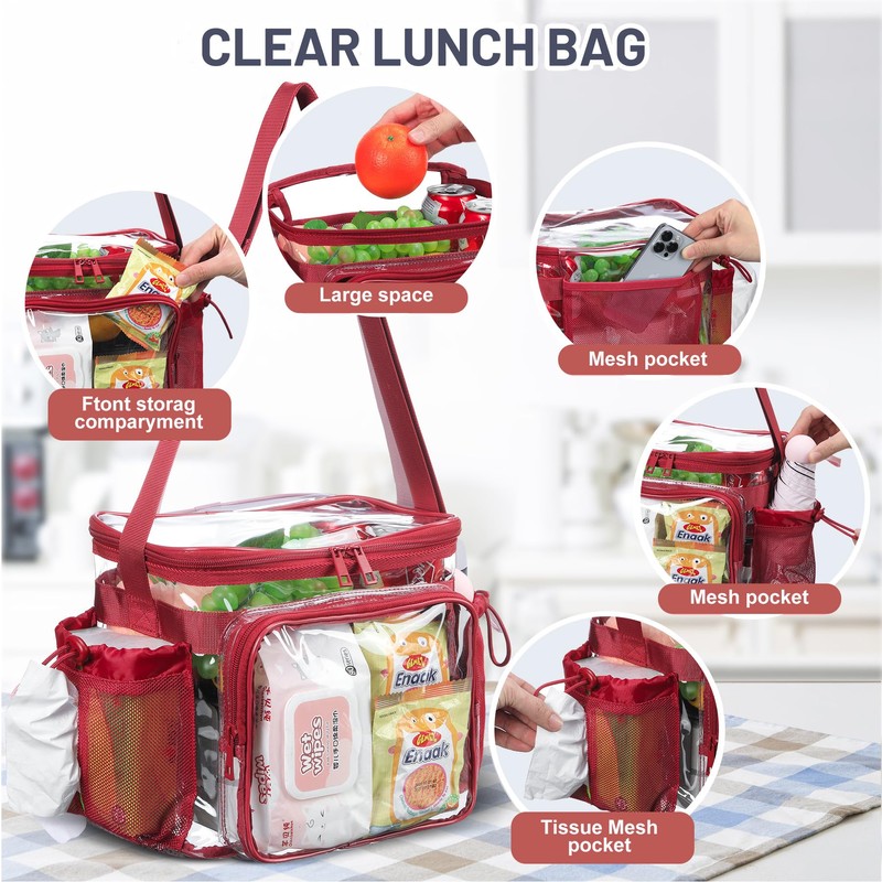 BORMELUN Clear Lunch Bag for Work, Correctional Officer Work shoulder