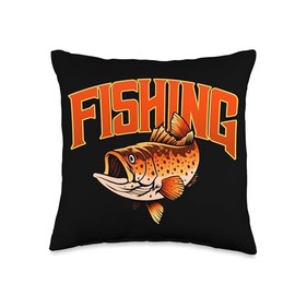 Angler, Fischer, Angel Fish Fish Outifts And Gifts Angel, Angler Fisherman Outfit Bass Fishing Throw Pillow, 16x16, Multicolor