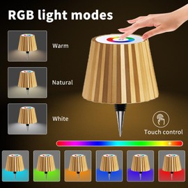 Sandalizea Wireless Bottle Lamp, 2024 Portable LED Table Lamp, 3 Color Stepless Dimming & RGB Bottle Light, IP54 Wireless Touch Table Lamp for Indoor and Outdoor for Family, Restaurant & Bar