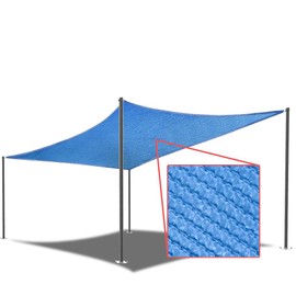E&K Sunrise 12' x 16' Blue Rectangle Sun Shade Sail Outdoor Shade Cloth UV Block Fabric,Curve Edge-Customized