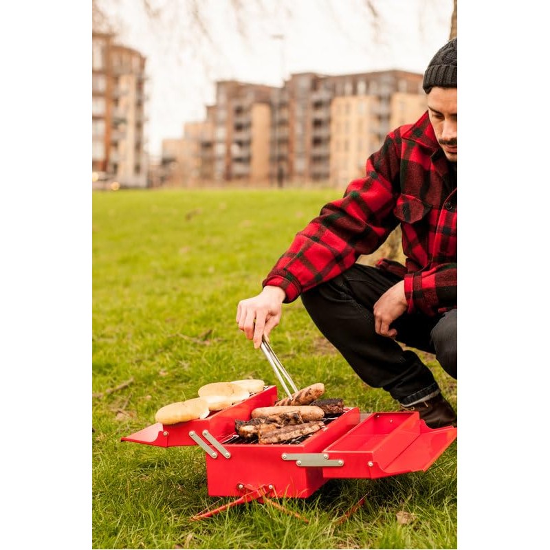 Suck UK Portable BBQ Grill - Stainless Steel Charcoal BBQ