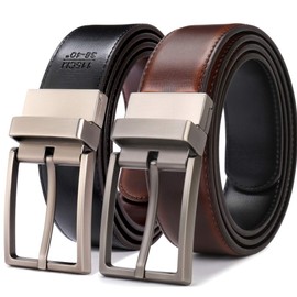 Beltox Fine Men's Dress Belt Leather Reversible 1.25" Wide Rotated Buckle Gift Box?Cognac/Black,42-44?