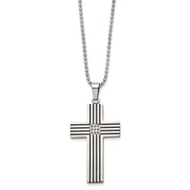 IceCarats Stainless Steel Black Diamond Holy Cross Necklace Religious Pendant Jesus Christ Charm 22 inch Ball Link Chain