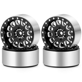 MORLORDY 1.3 Beadlock Wheels 4Pcs CNC Aluminium Beadlock Rims for SCX24 TRX4M 1/24 1/18 RC Crawler Car Upgrade Parts (Black)