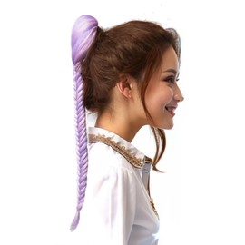 LeeWin Fishtail Braided Ponytail Extension Drawstring Ponytail Synthetic Hair Clip in Fishtail Braid Pony Tail for Women (18inch, M Violet/Pink)