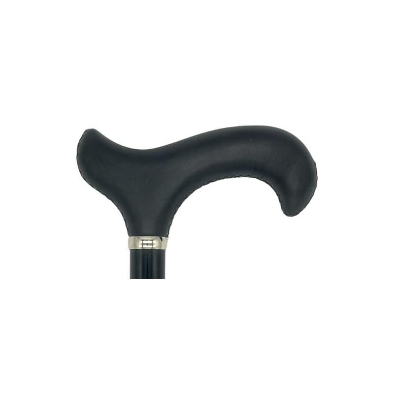 Classy Cane with Black Derby Handle in Italian Leather