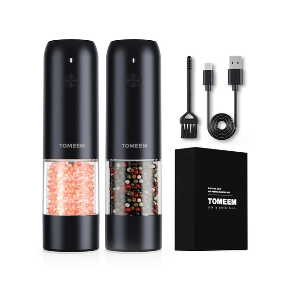 [Upgraded Larger Capacity] Electric Salt and Pepper Grinder Set -