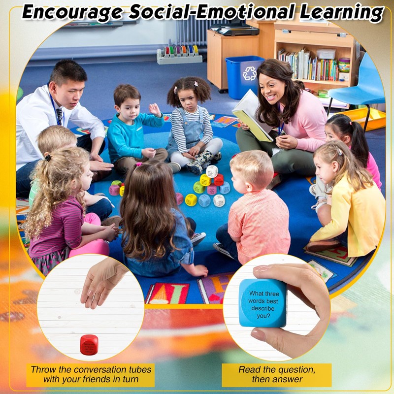 Hanaive 12 Pcs Learning Conversation Cubes Social Emotional Learning Activities