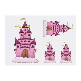 4 x 'Fantasy Princess Castle' Temporary Tattoos - Water Resistant, Skin-Safe, Non-Toxic Transfers, Mixed Sizes (TO00082172)