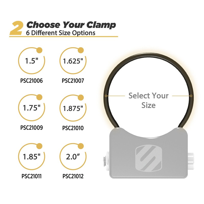 Scosche PSC21010 BaseClamp 1.85” Tube Clamp for ATV's UTV's and