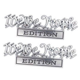 2 Pack We The People Edition Emblem 3D Fender Badge Decal Car Truck Replacement for Universal Vehicle, Car, Truck, SUV Chrome Black