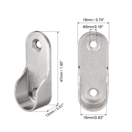 sourcing map Oval Closet Rod End Supports, Fit Rod Dia 16mm 4 PCS - Wardrobe Rod Flange Bracket Support - Nickel Plating