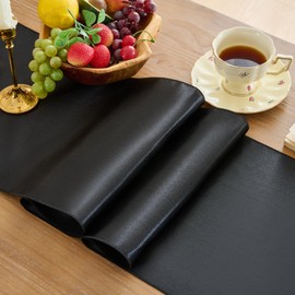 Set of 5 Satin Table Runners 12x108 inch Table Runner for Party Wedding Reception Banquet Decoration Bright Fabric Spring Party Chair Sashes (Black)