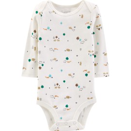 Simple Joys by Carter's Boys' 5-Pack Long-Sleeve Bodysuit, Bears/Animals Green/Stripes, 6-9 Months