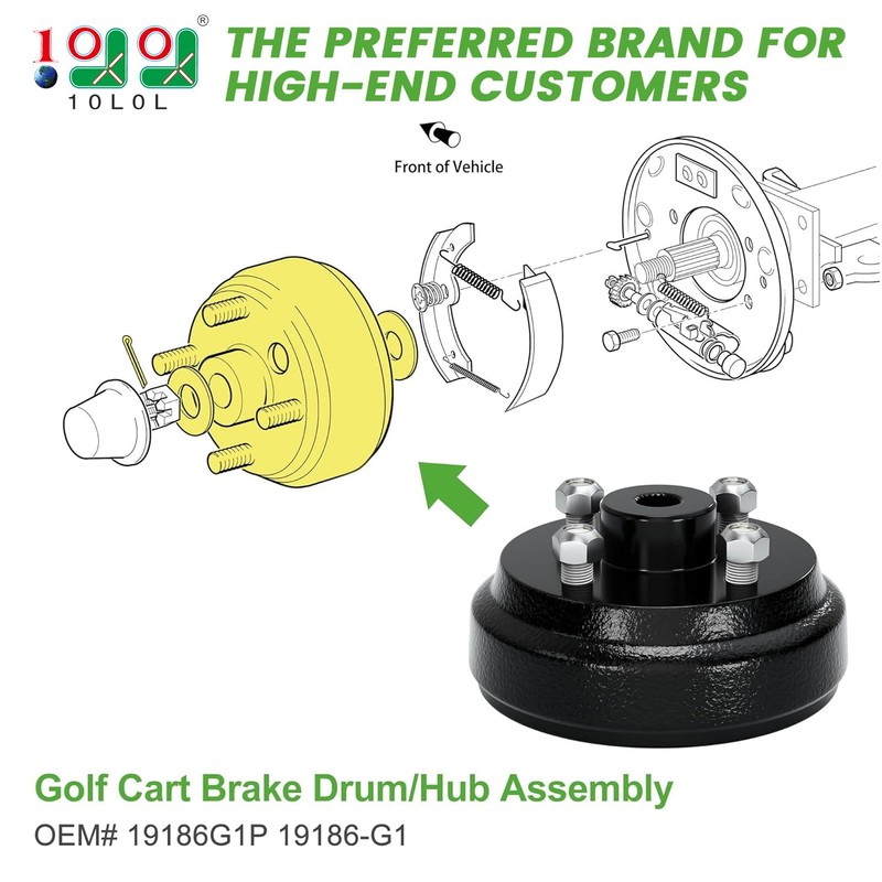 10L0L Golf Cart Brake Drum/Hub Assembly (Electric) for EZGO TXT