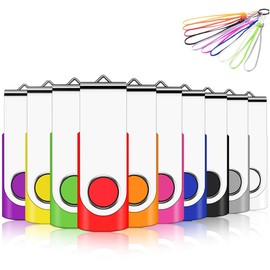 2GB EASTBULL USB 2.0 Flash Drive Swivel Memory Stick Pendrive with 10 Strings (10 Colors, 2GB x 10pcs)