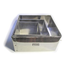 Prime Bakers and Moulders Square Shape Cut Outs Cookie Cutters Fondant Rings, Set of 3