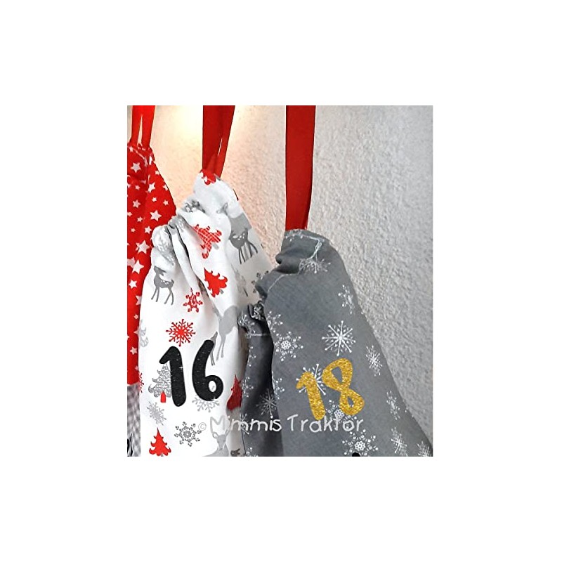 Iron-On Patch Advent Calendar Numbers 1-24 Flock Film Iron-On Appliques
