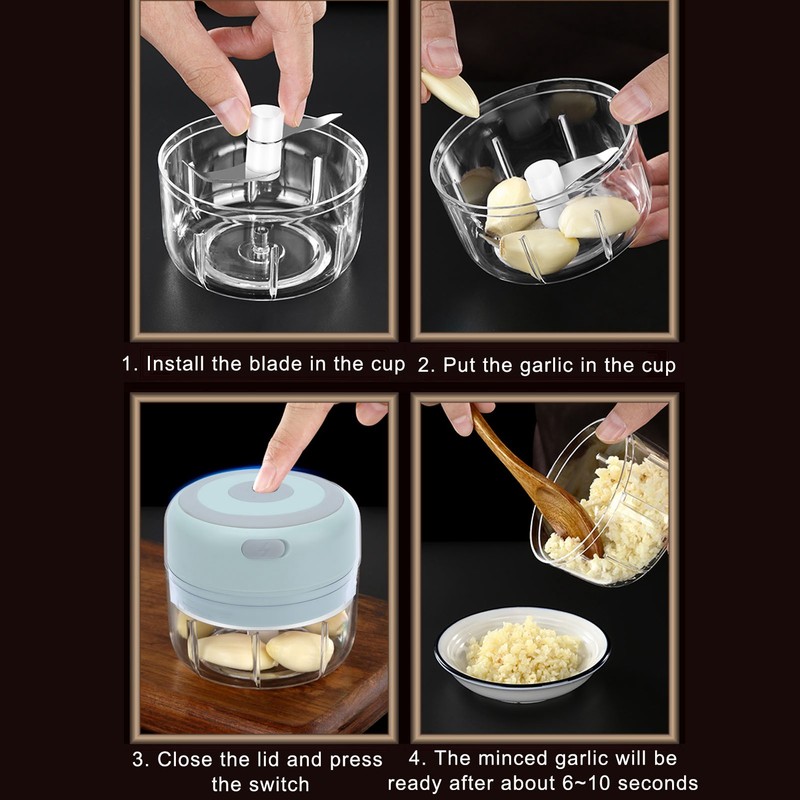 100ml Electric Garlic Chopper USB Rechargeable Portable Meat Grinder Mincer