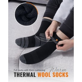 TANSTC Thermal Socks Merino Wool Socks for Men Women, Thick Warm Crew Sock for Work Walking Hiking Running Skiing and Outdoor Sports 3 Pairs