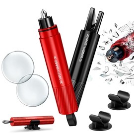 DESPOINA 2er-Pack Notfallhammer Auto mit Gurtschneider, Glasbrecher, Kompakt Federkörner Rescue Tool & Scheiben Zertrümmerer für Schnelle Flucht bei Unfällen (Rot+Schwarz)