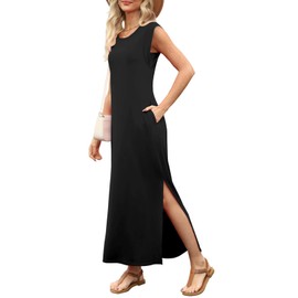 Summer Dresses for Women 2025 Plus Size Spring Dress Beach Vacation Clothes Fashion Maxi Casual Outfits Black X-Large