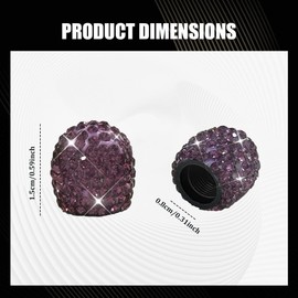 Lyxheth 4PCS Bling Crystal Diamond Tire Stem Valve Caps, Tire Valve Stem Covers, Dustproof Car Wheel Tire Valve Caps, Universal Handmade Crystal Rhinestone Car Accessories for Vehicles (Purple)