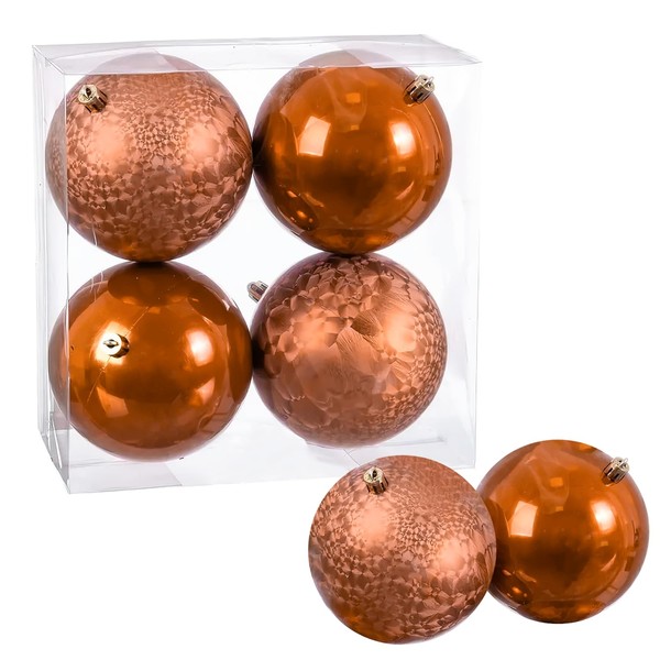 Xcdhemde 4-Piece Large Christmas Baubles Diameter 10 cm, Orange Red