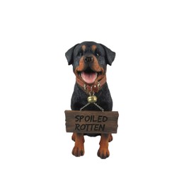 Guardian of Love - Buddy Rottweiler Welcome Statue with Reversible Sign, Decorative Dog Figurine for Indoor or Outdoor Use, Ideal for Garden, Patio, Entryway, Porch, and Dog Lover Home Decor