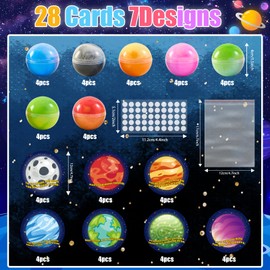 Valentines Day Gifts for Kids, Valentines Day Cards for Kids, 28 Valentines Galaxy Slime Card Bulk, Valentine Exchange Cards for Girls Boys School Class Classroom Party Favors Age 3 Year and Up