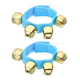 PATIKIL 2pcs Wrist Bells, Jingle Bells Ankle Bells Wrist Bells Bracelet Percussion Instruments Musical Rhythm Band with 4 Golden Bells for Party Christmas, Blue