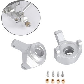 Pothyes SCX24 Front Steering Knuckles for 1/24 RC Crawler Axial Aluminum Upgrades Parts - 2Pcs (Silver)