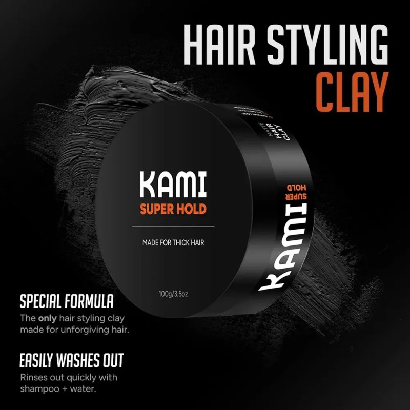 Arcilla Para El Cabello Kami Powder Para Hombre, Fuerte Fija