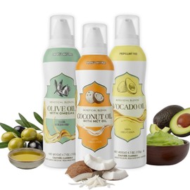 Beneficial Blends, LLC Cooking Oil Spray Set, Avocado Oil, Olive Oil with Omega, Coconut Oil with MCT, Propellant Free, 4.7-5 oz Bottles