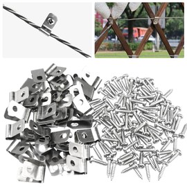 Wire Fence Clips, 99 Pcs Fence Clips with Screws, Stainless hog wire fencing with Screws, Cattle Panel Clips for 12-16 Gauge Welded Wire to Wood, Metal or Vinyl Fence(99 Kits)