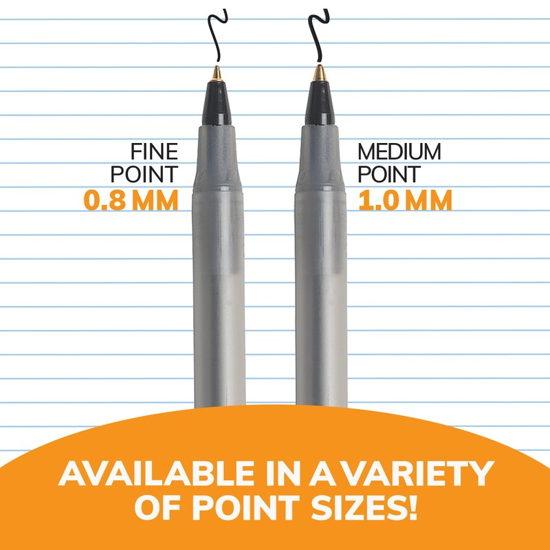 BIC Round Stic Xtra Precision Fine Black Ballpoint Pens, Medium