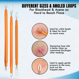 Blackhead Remover Pimple Popper Tool Kit 10 Pcs, Comedone Pimple Extractor Tool, Acne Kit for Forehead, Nose, Blackhead, Facial, Whitehead, Popping, Zit Removing (Pumpkin)